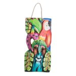 Wood mask, 'Tropical Fauna' - Handmade Balsa Wood Mask with Hand-Painted Motifs