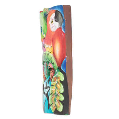 Wood mask, 'Tropical Fauna' - Handmade Balsa Wood Mask with Hand-Painted Motifs