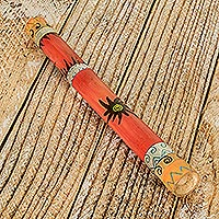 Bamboo rainstick, 'Tropical Sounds' - Handcrafted Bamboo Rainstick in Warm Tones