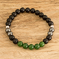Men's multi-gemstone beaded bracelet, 'I Am Abundance' - Men's Multi-Gemstone Beaded Bracelet with Jasper Stones