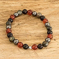 Pulsera con cuentas de piedras preciosas Múltiples - Pulsera de abalorios con Múltiples pedrería en tonos intensos