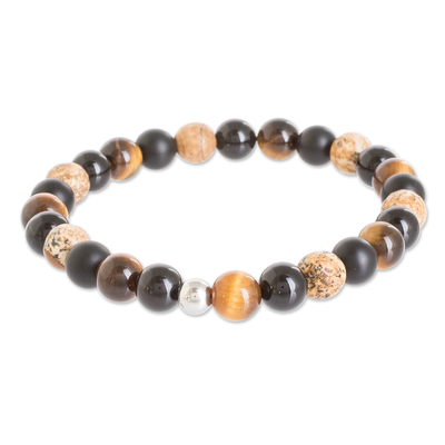 Multi-gemstone beaded bracelet, 'Nairobi Vibe' - Multi-Gemstone Beaded Bracelet in Warm Tones