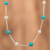 Collar de perlas cultivadas y cuentas de turquesa - Collar con cuentas de turquesa y perlas cultivadas pulidas