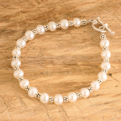 Cultured pearl beaded bracelet, Marine Victory