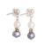 Cultured pearl beaded dangle earrings, 'Marine Meditations' - White and Grey Cultured Pearl Dangle Earrings