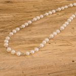 Cultured pearl beaded necklace, 'Pearly Richness' - Sterling Silver Beaded Necklace with Natural Cream Pearls