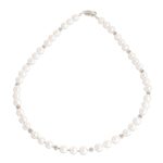 Cultured pearl beaded necklace, 'Pearly Richness' - Sterling Silver Beaded Necklace with Natural Cream Pearls