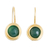 Agate stud earrings, 'Charm in Green' - Stud Earrings with Agate Stones and Gold-Toned Copper Wires