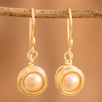 Cultured pearl dangle earrings, Lustrous Charm