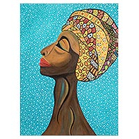 „Liebe zu meinem Land“ – Acryl-auf-Leinwand-Gemälde einer Frau im expressionistischen Stil