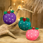 Felt ornaments, 'Merry Sparks' (set of 6) - Set of 6 Handmade Felt Ornaments in Multicolor Palette