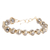 Crystal beaded bracelet, 'Glamorous Grey Feeling' - Grey Crystal Beaded Bracelet with Gold-Toned Copper Wires