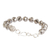Crystal beaded bracelet, 'Luxurious Grey Feeling' - Grey Crystal Beaded Bracelet with Silver-Toned Copper Wires