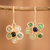 Achat-Ohrringe, 'Blühende Großzügigkeit' - Handgefertigte florale Ohrringe aus grünem Achat in Gold-Ton