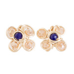 Crystal button earrings, 'Magical Blooms' - Gold-Toned Copper Wire Button Earrings with Crystal Beads