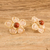Rose quartz and agate button earrings, 'Harmony Blooms' - Handcrafted Rose Quartz and Agate Floral Button Earrings