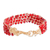 Crystal beaded strand bracelet, 'Red Routes' - Handcrafted Red Crystal Beaded Strand Bracelet