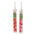 Beaded dangle earrings, 'Fresh Strawberry' - Sterling Silver and Glass Beaded Strawberry Dangle Earrings thumbail