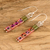 Beaded dangle earrings, 'Fresh Strawberry' - Sterling Silver and Glass Beaded Strawberry Dangle Earrings (image 2b) thumbail