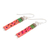 Beaded dangle earrings, 'Fresh Strawberry' - Sterling Silver and Glass Beaded Strawberry Dangle Earrings (image 2d) thumbail