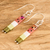 Beaded dangle earrings, 'Cool Watermelon' - Sterling Silver and Glass Beaded Watermelon Dangle Earrings (image 2b) thumbail