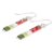 Beaded dangle earrings, 'Cool Watermelon' - Sterling Silver and Glass Beaded Watermelon Dangle Earrings