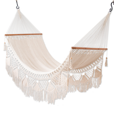 Handcrafted Cotton Rope Hammock in Ivory (Single)