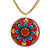 Resin pendant necklace, 'Splendid Mandala' - colourful Resin Mandala Pendant Necklace with Sliding Knot