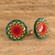 Resin and paper stud earrings, 'Peacock Mandala' - Resin and Paper Stud Earrings with Peacock Mandala Theme (image 2b) thumbail