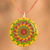 Resin pendant necklace, 'Spring Mandala' - Handmade Resin Mandala Pendant Necklace with Colorful Hues thumbail