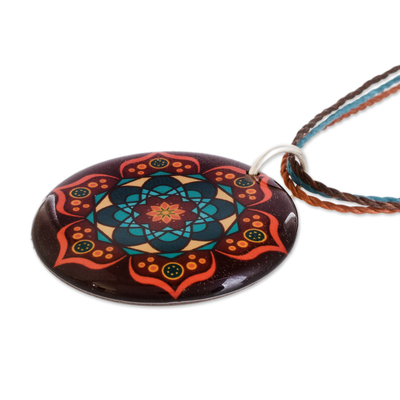 Resin pendant necklace, 'Mandala Magic' - Mandala Resin Pendant Necklace from Costa Rica
