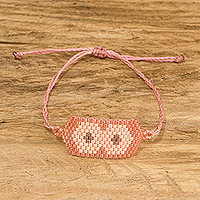 Armband mit Perlenanhänger, „Pink Hexagons“ – Handgefertigtes Armband mit geometrischem Perlenanhänger in Rosa