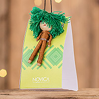Cotton worry doll, 'Mayan Tree' - Cotton and Cibaque Tree Worry Doll Handcrafted in Guatemala