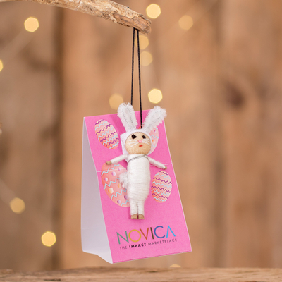 Cotton worry doll, 'Easter Bunny' - Handmade Cotton and Cibaque Easter Bunny Worry Doll
