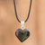 Jade pendant necklace, 'Heart Attraction' - Two-Tone Jade Heart Pendant Necklace with 925 Silver Accents (image 2) thumbail