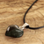 Jade pendant necklace, 'Heart Attraction' - Two-Tone Jade Heart Pendant Necklace with 925 Silver Accents (image 2b) thumbail
