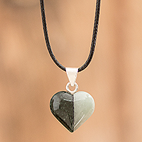 Jade pendant necklace, 'Heart Appeal'