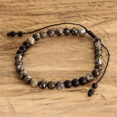 Herrenarmband aus Obsidian und Onyxperlen - Handgefertigtes Herrenarmband aus Obsidian und Onyx mit Perlen