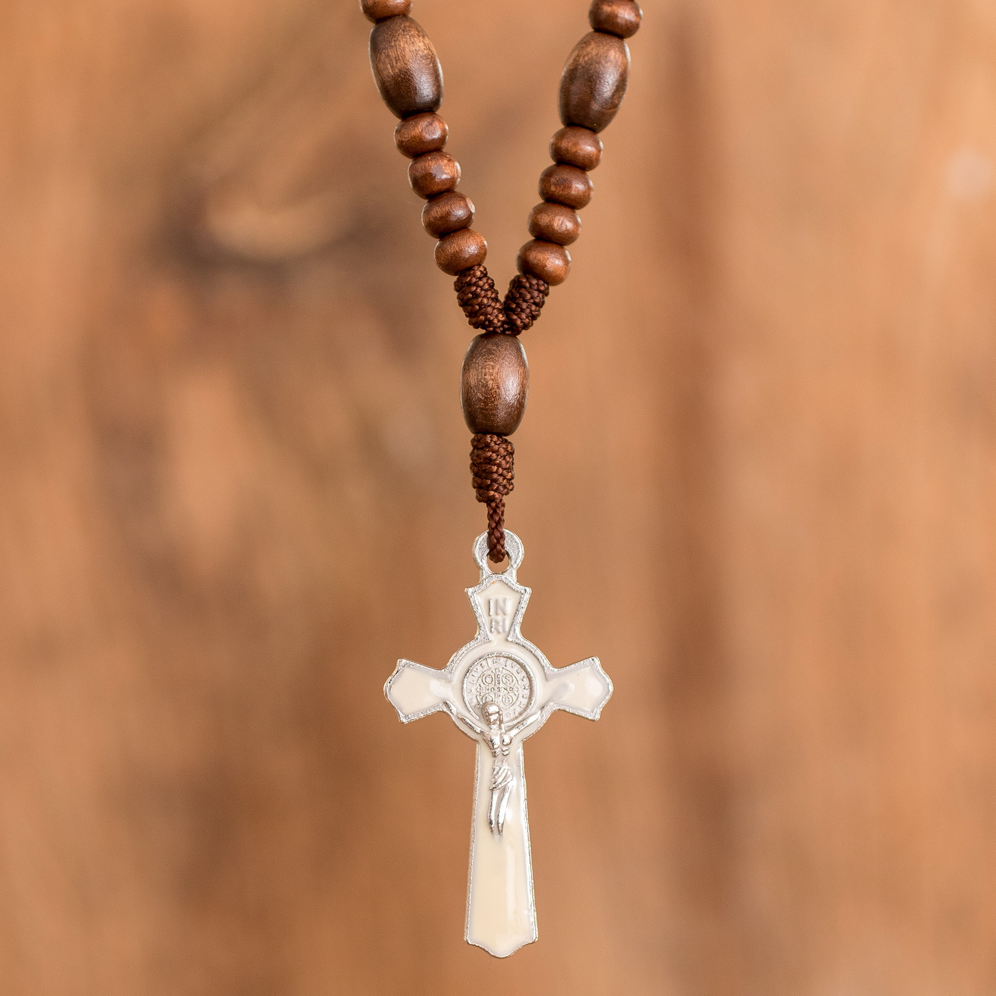EUBUY Wooden Rosary Beads Cross Necklace Handmade Jewellery for Catholic  Christians Religious Communion Baptism Mass Bible Light Coffee - Walmart.com