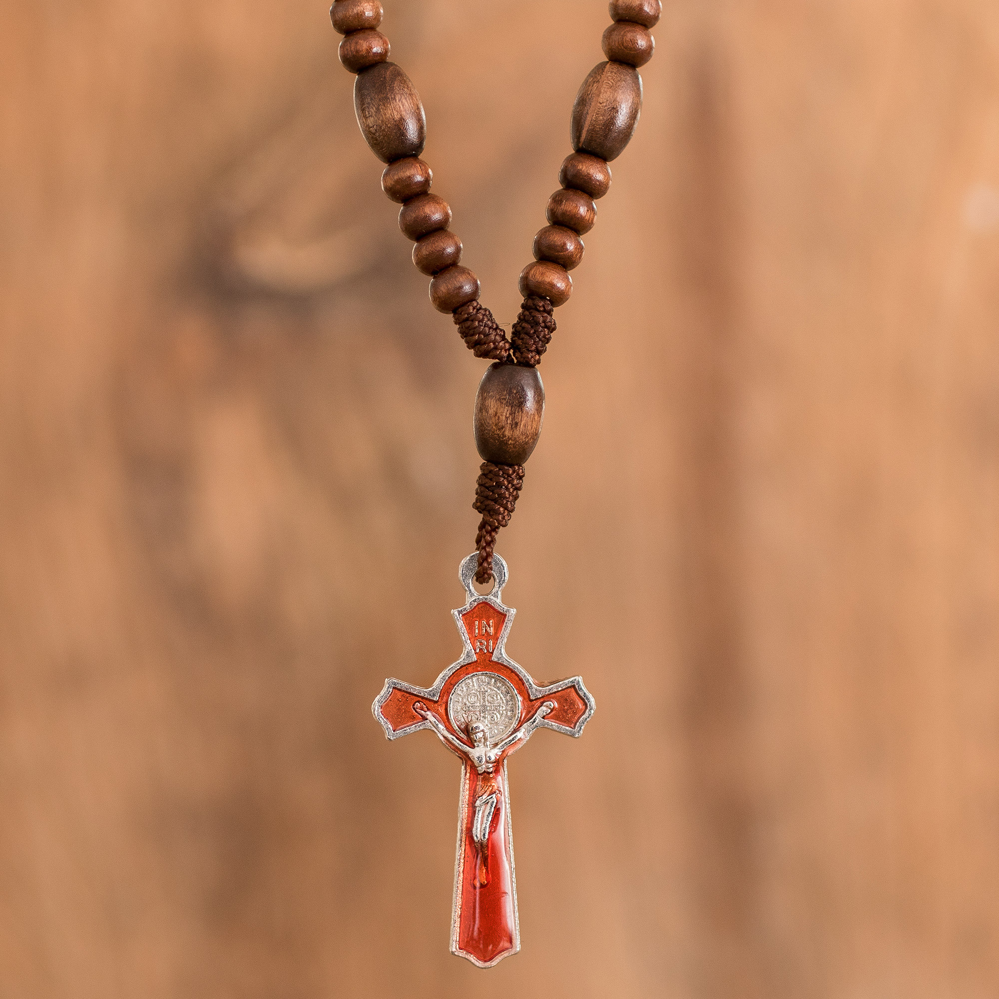 Natural Wood Rosary with Colored Corpus | The Catholic Company®