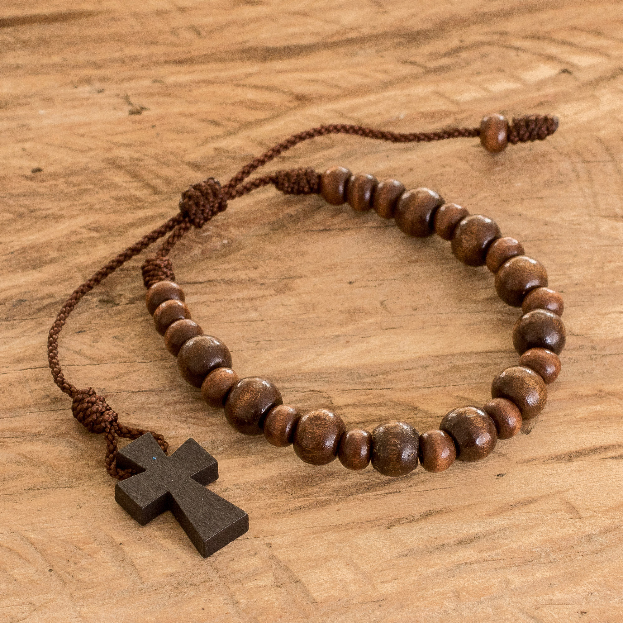 Amazon.com: Men or Womens Jujube Wood Rose Adjustable 10mm Rosary Bracelet