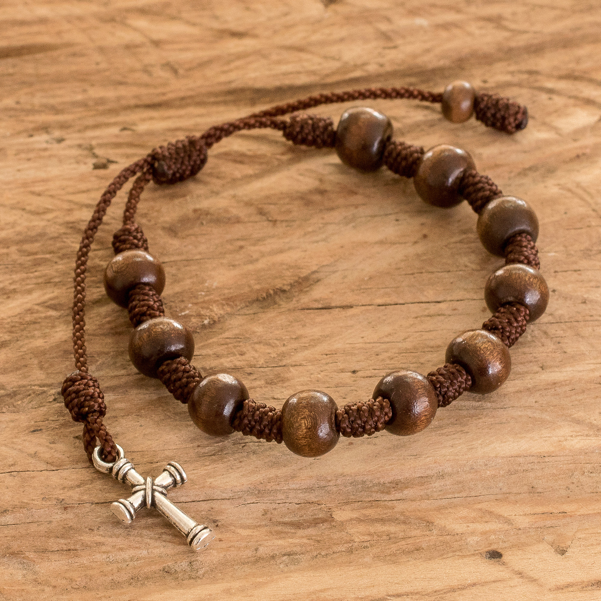 Hand made wood rosary bracelet  Medjugorje Jewelry