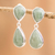 Jade dangle earrings, 'Joyous Drops' - Sterling Silver Dangle Earrings with Green Jade Stones (image 2) thumbail