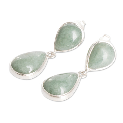 Jade-Ohrringe - Ohrhänger aus Sterlingsilber mit grünen Jadesteinen