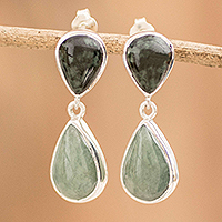 Jade dangle earrings, 'Balance Duo'