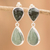 Jade dangle earrings, 'Balance Duo' - Sterling Silver Drop-Shaped Dangle Earrings with Jade Stones thumbail