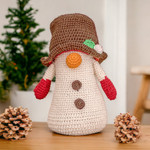Crocheted decorative doll, 'Sweet Snow' - Crocheted Snowman Decorative Doll in a Colorful Palette