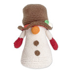 Crocheted decorative doll, 'Sweet Snow' - Crocheted Snowman Decorative Doll in a Colorful Palette