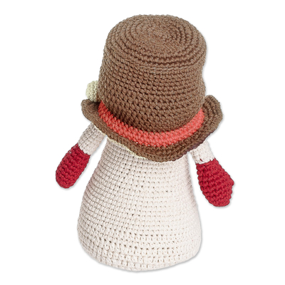 Crocheted decorative doll, 'Sweet Snow' - Crocheted Snowman Decorative Doll in a Colorful Palette