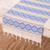 Camino de mesa de algodón, 'Azure Diamond' - Camino de mesa de algodón con flecos tejido a mano en azul marfil y gris